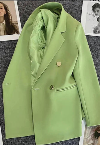 Lime Green Blazer with Gold Buttons